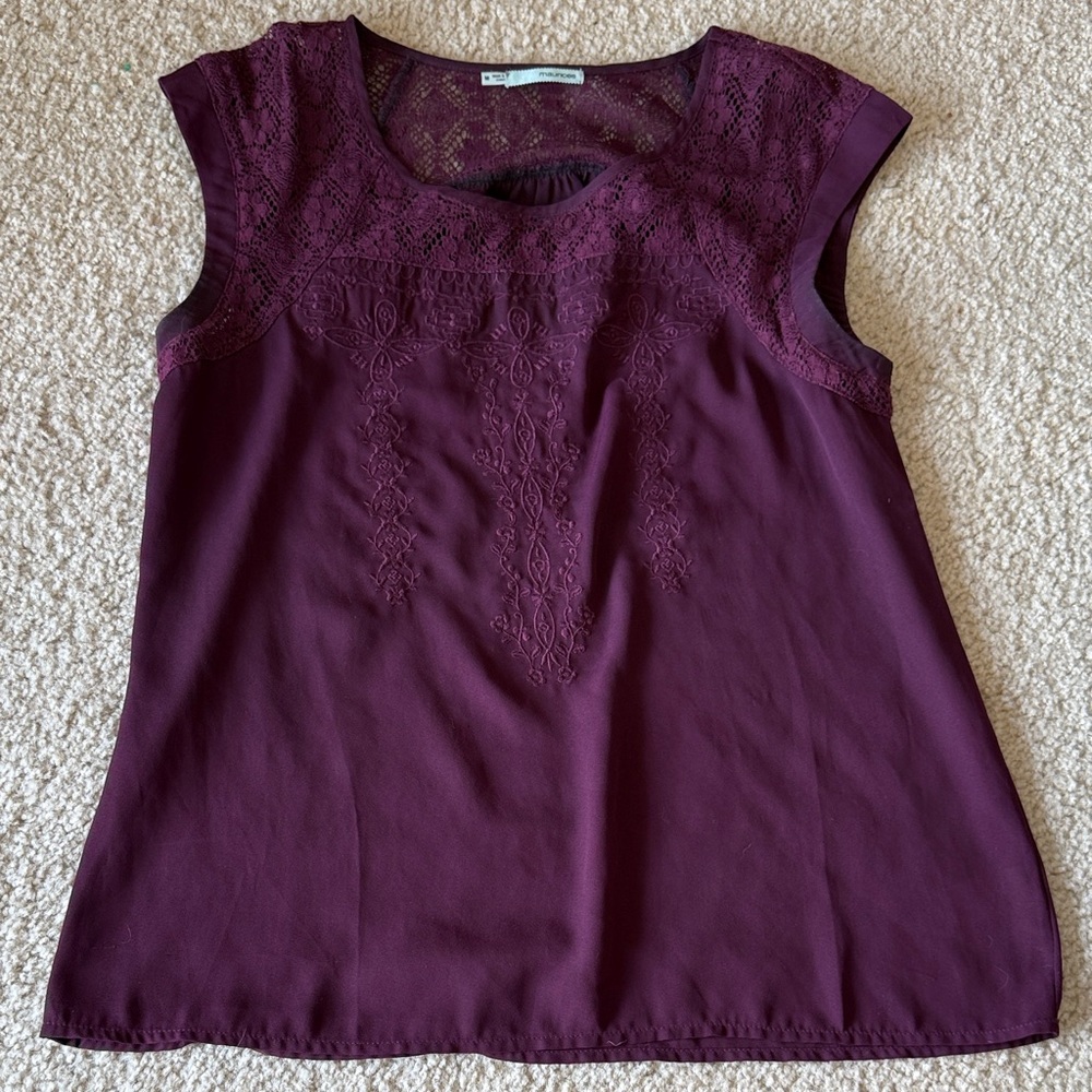 Maurices Plum Lace Accent Blouse